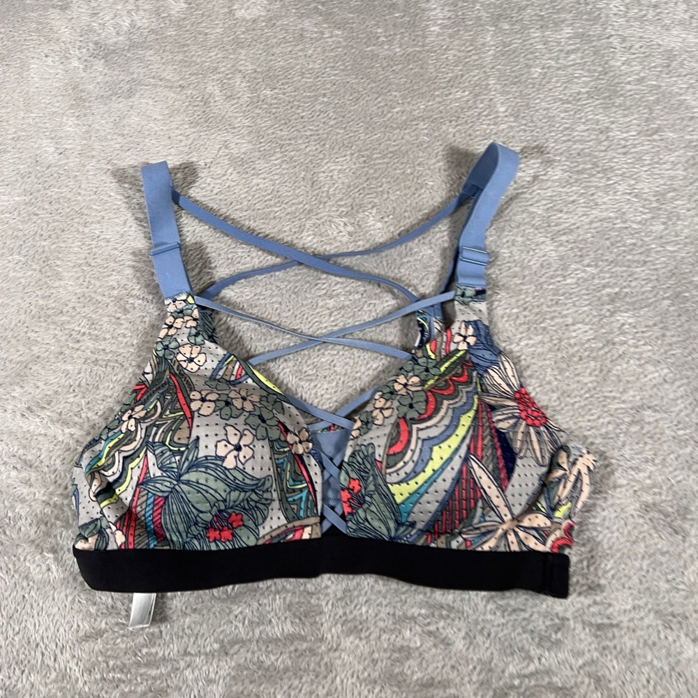 Victoria's Secret Pink Floral Print Sports Bra Criss Cross‎ Lightweight 34A
